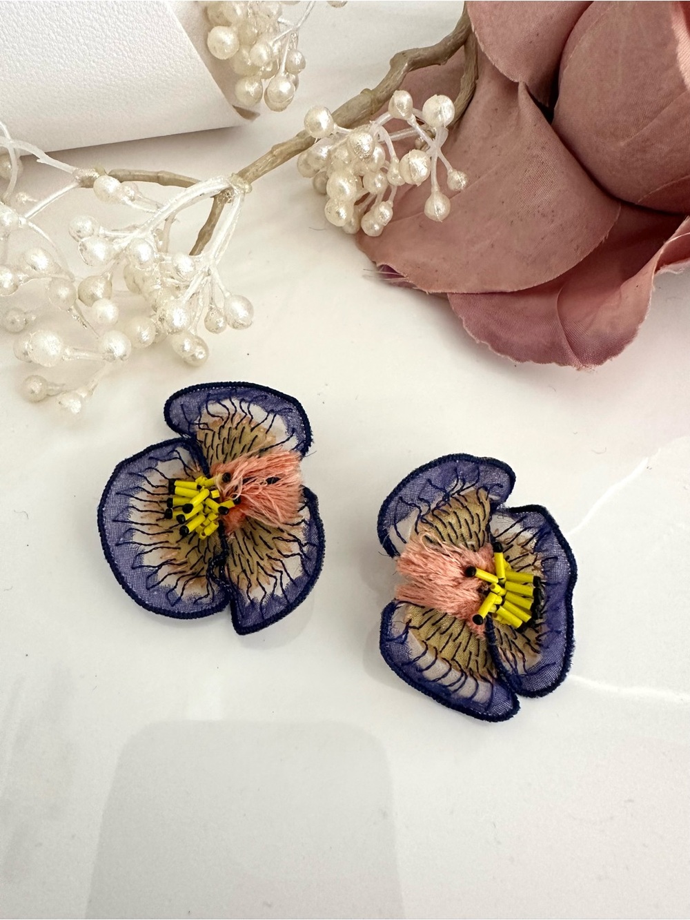 MIGNONNE GAVIGAN Purple Pansy Stud Earrings